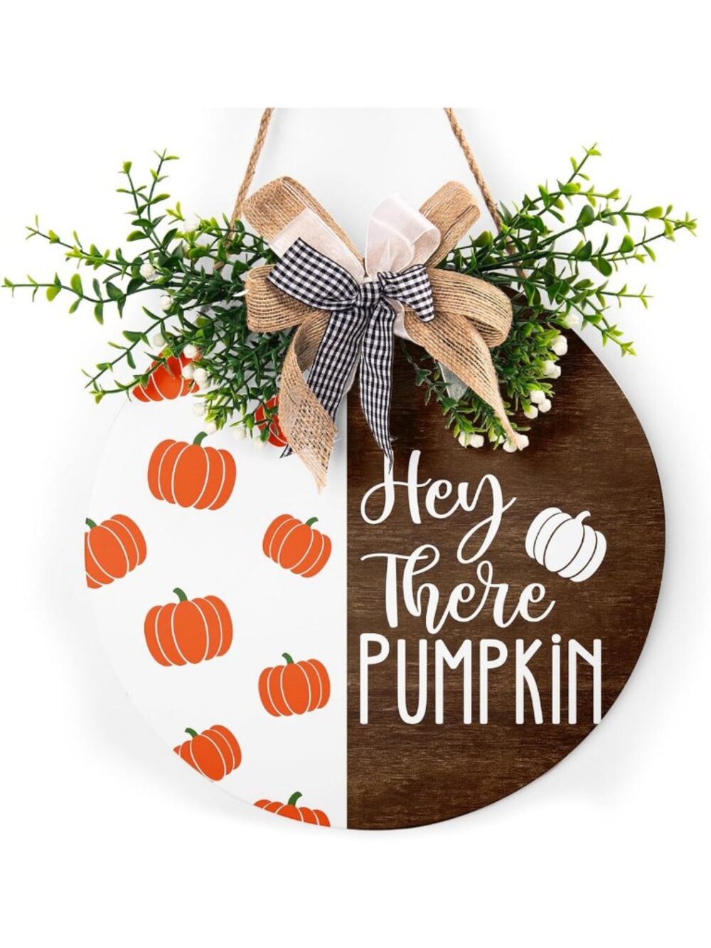 Welcome Fall Pumpkin Door Sign 12"x12" Rustic Autumn Hanger for Home Decor